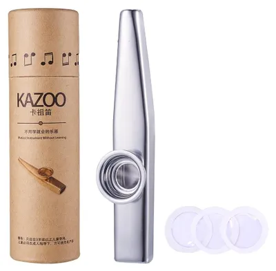 Produktbild von Kazoo aus Aluminiumlegierung mit 3 Membranen und Vintage-Geschenkbox