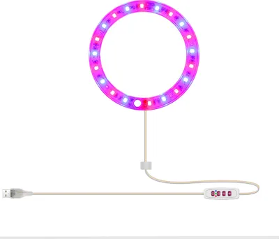 Obrázek produktu pro Časovač LED lampy na rostliny, stmívatelná lampa na květináče, LED rostoucí lampa červená + modrá, rostoucí lampa pro pokojové rostliny ve skleníku, 1 kroužek