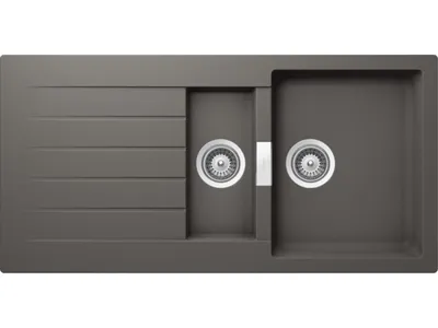 Produktbild von Schock Einbauspüle Signus D-150 U Silverstone Unterbau inkl. Schneidbrett und Resteschale