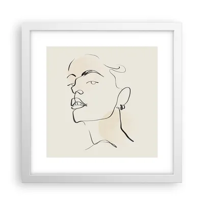 Produktbild von Gerahmtes Poster - Weißer Rahmen - Minimalismus Porträt Linie - 30x30 cm - Wand Bild - Wanddeko - Wandbilder - Kunstposter - Wandposter - Bilderrahmen - Bilder - Kunstdruck - P2WAC30x30-4815