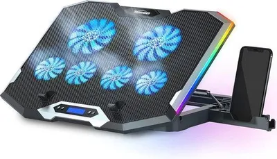 Produktbild von Kühlkörper für große Laptops mit RGB-Beleuchtung und leisen Ventilatoren