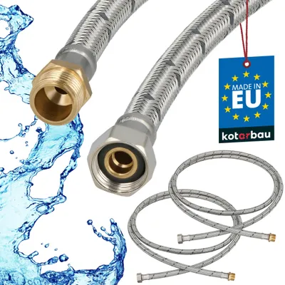 Imagen del producto de KOTARBAU® 2 uds. Latiguillo Grifo Lavabo Latiguillo de Fontanería 3/8"x3/8" Latiguillo Grifo Cocina 200cm Macho x Hembra Acero Inoxidable