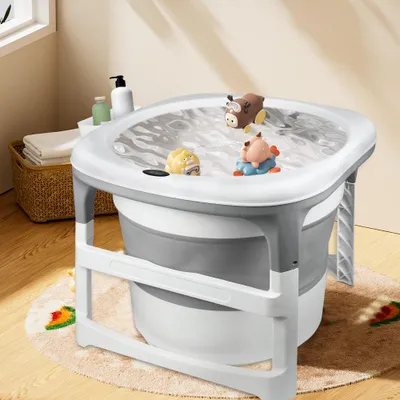 Image de Baignoire pour bébé Pliable Antidérapante haute 61 cm grise