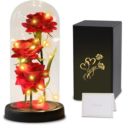 Productafbeelding van Eeuwige roos in vaas, cadeau voor vrouwen, Moederdag, B-rot, klassieke roos, 11,5x24 cm