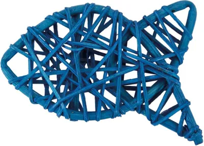 Produktbild von Oblique Unique 6 Rattan Fische Tischdeko für Taufe Kommunion Konfirmation Firmung - dunkelblau