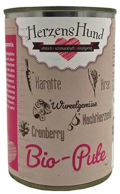 Produktbild von HerzensHund Bio-Pute mit Bio-Gemüse 400g Pute mit Karotte, Hirse