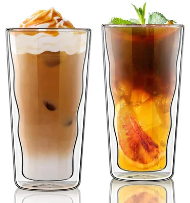 Image de Verres à Latte Macchiato, 450 ml, lot de 2, à double paroi, en verre borosilicaté, verres isothermes