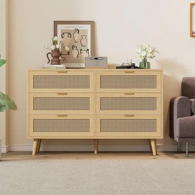 Produktbild von Holzkommode mit 6 Schubladen – Anrichte für Schlafzimmer und Wohnzimmer (120 x 40 x 76,5 cm)