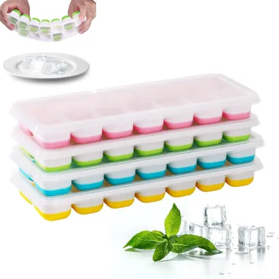 Produktbild von Eiswürfelform - 56 Eiswürfel - Stapelbar - Rechteckig - BPA-frei - Für Bier, Cocktails, Whisky, Kaltgetränke, Eis und Babysnacks