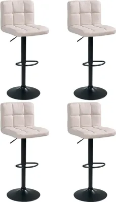 Produktbild von Barhocker - Beige - Schwarz - Webstoffbezug - Metallgestell - höhenverstellbar - 4er Set