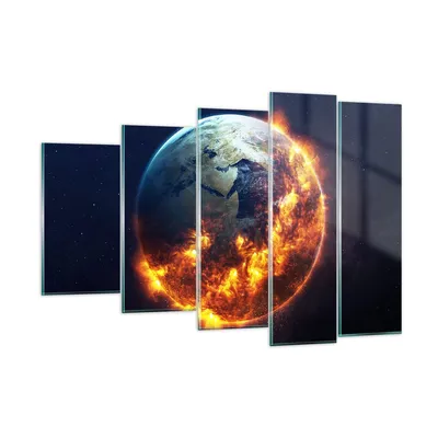 Produktbild von Bilder auf glas - Universum Erde Feuer Globus - 150x100cm - Glasbilder - Wandbilder - Kunstdruck - zum Aufhängen bereit - Wanddekoration aus Glas - Glas Bilder - Wandbild auf Glas - GEG150x100-2875