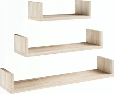 Produktbild von MATKAM Wandregal EX3 KLEIN 3er Set, Schweberegale aus Laminat  mit unsichtbarer Halterung für dezente Wandmontage (Sonoma Eiche)