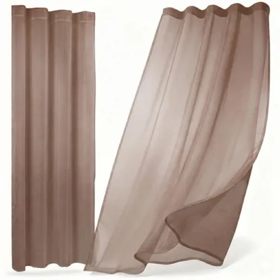 Produktbild von Beautex Gardine Dolly transparent, wählbar mit Kräusel- und Ösen- Aufhängung, Größe und Farbe wählbar,140x250cm,Taupe