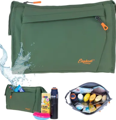Produktbild von Kulturtasche Kulturbeutel groß aus Plane Herren Damen Elephant Tour Large Sport Fitness Badetasche Tasche Washbag Kosmetiktasche Reisetasche 1300 Jungle Green (Grün-Oliv) + Beutel