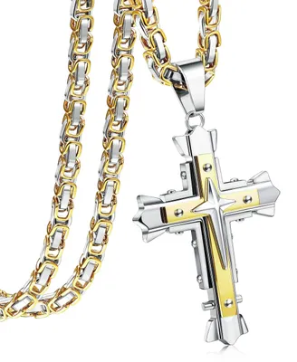 Image de Collier en acier inoxydable avec une croix chrétienne pour hommes