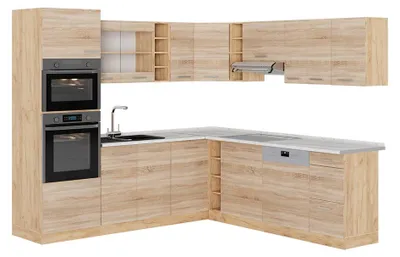 Zdjęcie produktu dla Kuchnia narożna Vicco R-Line Sonoma/Dąb goldkraft 247 x 237 cm, BP Marmur, Model 53524