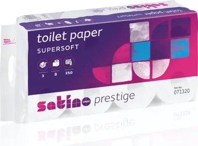 Produktbild von Satino Toilettenpapier 071340 Prestige 3lg hw 250Blatt 8 St./Pa
