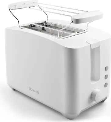 Produktbild von Bomann® kompakter Toaster 2 Scheiben | Toaster mit Auftau-/Aufwärm-/Schnellstoppfunktion | Toaster mit Brötchenaufsatz | TA 6065 CB weiß