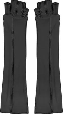 Produktbild von INF Lange Kompressionshandschuhe mit Halbfinger-Design Schwarz