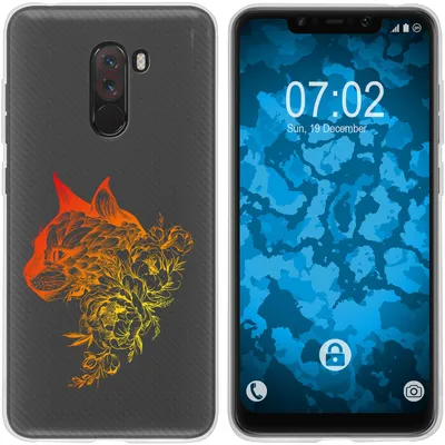 Produktbild von PhoneNatic Case kompatibel mit Xiaomi Pocophone F1 Silikon-Hülle Floral Katze M2-2