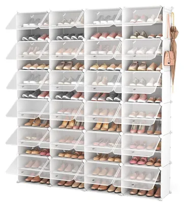 Produktbild von Schuhregal 12 Ebenen - Schuhaufbewahrung aus Kunststoff - Weiß