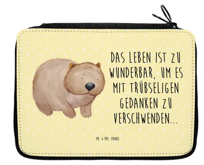 Produktbild von Mr. & Mrs. Panda Federtasche Wombat - Gelb Pastell - Geschenk, Mäppchen, Spruch, Schlampermäppchen, Etui, Bleistiftetui, Das Leben Ist schön, Schlamper, Lustige Sprüche