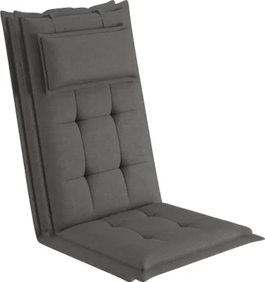 A single gray chair cushion with a headrest, shown from a diagonal angle against a white background.
