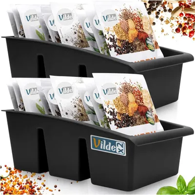 Zdjęcie produktu dla Vilde | Pojemnik na przyprawy - Czarny - 25 x 19 x 9 cm - 2 sztuki - Organizacja kuchni