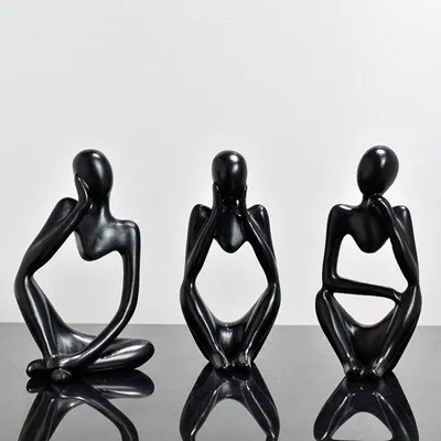 Produktbild von 3-teiliger Kunststoff- Bilderrahmen-Set, Kunststoff-Bilderrahmen, Persönliche abstrakte Dekorationsobjekte für Büro, Wohnzimmer, Schreibtisch, Raumdekoration (schwarz)