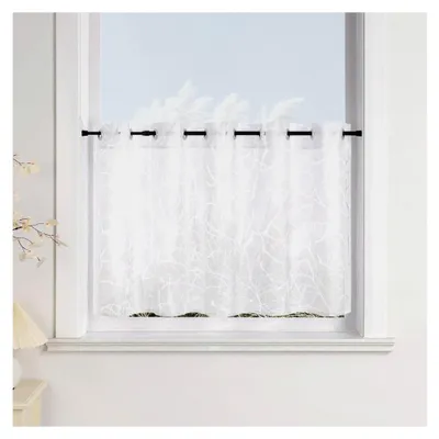 Produktbild von Halbtransparente Scheibengardinen im Landhausstil für die Küche, Bistrogardine in Weiß mit Ösen, HxB 60x90cm