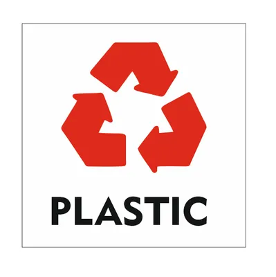 Produktbild von CombiCraft Abfallschild 'Plastic' mit Recyclingsymbol - 10 x 10 cm