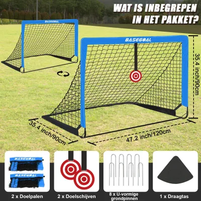 Immagine prodotto di Porta da calcio, dimensioni 120 x 90 x 90 cm, set da 2, con borsa e bersaglio, per uso esterno
