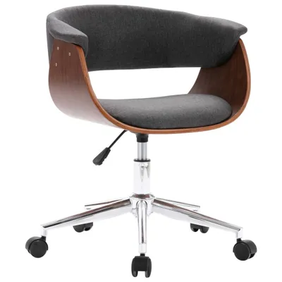Image de vidaXL Chaise de salle à manger pivotante Gris Bois courbé et tissu