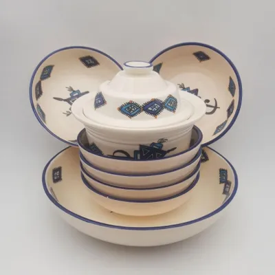 Immagine prodotto di Set di couscous blu Sahel, piatti e ciotole - 6 persone