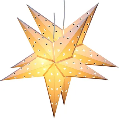 Produktbild von 2er Pack BRUBAKER Falt Weihnachtssterne mit je 10 LED, 60 cm Ø, Weiss [++]