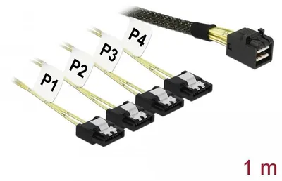 Image de DELOCK SAS Cable Mini SAS HD -> 4x Sata 7Pin St/St 1.