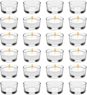 Productafbeelding van Theelicht Glazen Set van 24, 4.5 cm Diameter, Hoogwaardig Glas, voor Tafel Decoratie