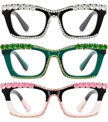 Zdjęcie produktu dla Okulary do czytania damskie diamentowe antyniebieskie 1.50 dla kobiet