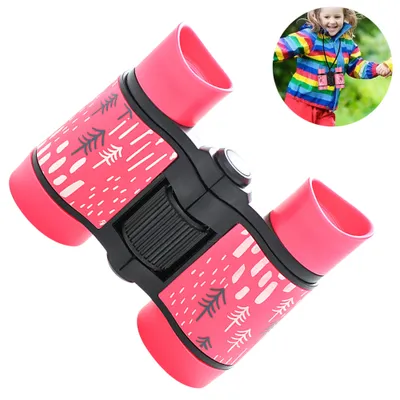 Produktbild von Fernglas für Kinder, ideales Geschenk für 3–12 Jahre, für Jungen und Mädchen, hochauflösende Optik, stoßfest, Mini-Fernglas, zusammenklappbar, kleines Teleskop für Vogelbeobachtung, Camping, Outdoor-Spielen ,Pink