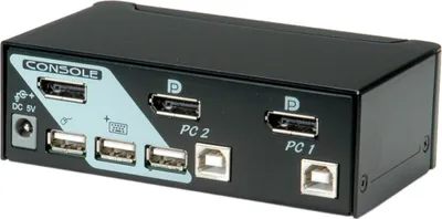 Produktbild von ROLINE DisplayPort USB 2.0 KVM Switch, 1 User - 2 PC