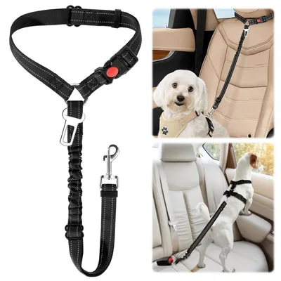 Image de Harnais de sécurité pour chien, réglable, pour siège auto, couleur noire
