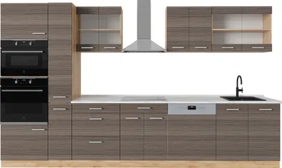 Produktbild von Küchenzeile Vicco R-Line Edelgrau/Goldkraft Eiche 350 cm , AP Marmor, Model 53707