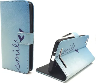 Produktbild von Handyhülle Tasche für Handy Xiaomi Redmi 3 Schriftzug Smile Blau