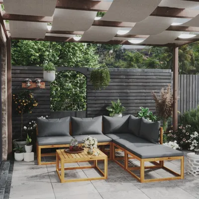 Produktbild von The Living Store 6-tlg. Garten-Lounge-Set mit Auflagen Massivholz Akazie