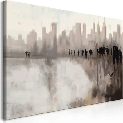 Produktbild von Italienischer Leinwand Leinwandbild - City in the Rain (1 Part) 70x35 cm Städte d-A-0114-b-a