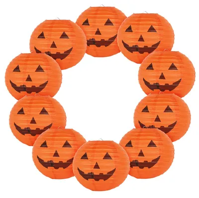 Papierlaternen Halloween Kürbis, 10 Stück, 25,4 cm, hängend