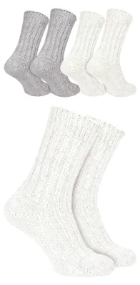 Produktbild von Black Snake 4 Paar Wollsocken Damen Herren mit Alpaka Winter - 43/46 - Wollweiß