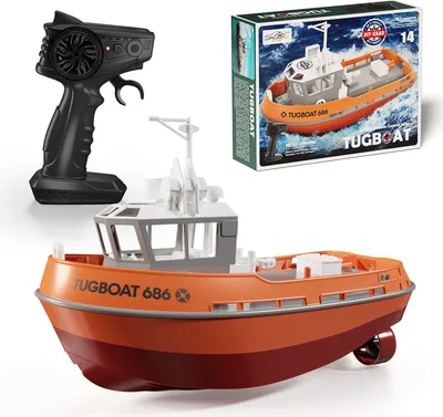 Produktbild von SG PINECONE FOREST SG686 2.4G 1/72 RC-Boot Leistungsstarkes Doppelmotor Schleppermodell mit Fernbedienung, Ferngesteuerte-Schiffe, Orange