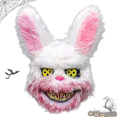 Productafbeelding van JIEBAO Halloween hazenmasker, horror, big konijnenmasker, griezelig Halloween hazenmasker, kostuum voor volwassenen