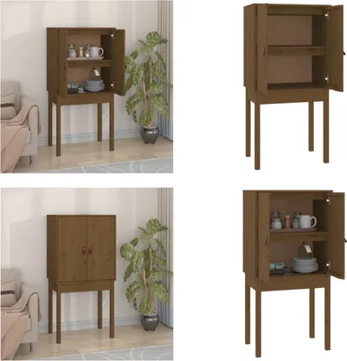Produktbild von vidaXL Highboard Honigbraun 60x40x120 cm Massivholz Kiefer - Highboard - Highboards - Sideboard Holz - Schrank